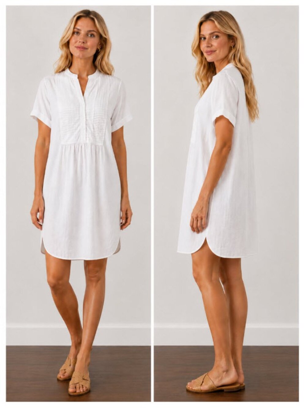 Nili Lotan White Short-Sleeve Pleated Front Button-Down Shirt
